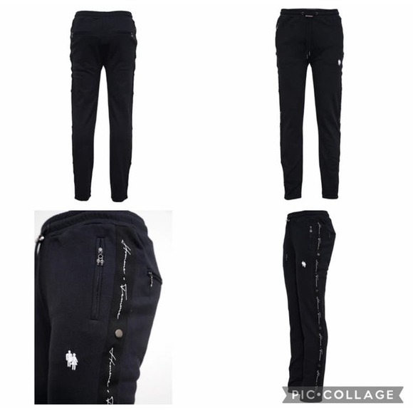 Homme + Femme Men's Slim Fit Track Jogger Sweatpants Joggers For Men Black White - Picture 2 of 13